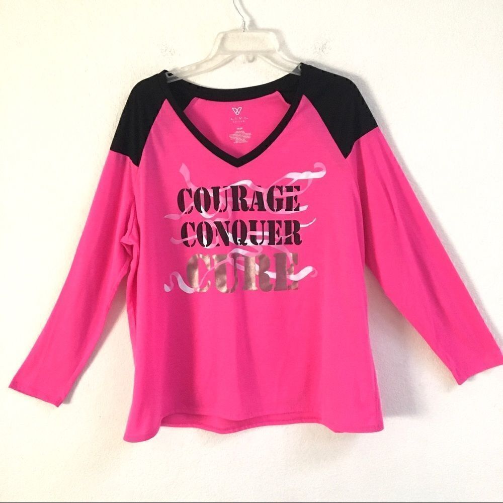 ‎Livi Active cure for cancer V-neck longsleeve tee 18/20